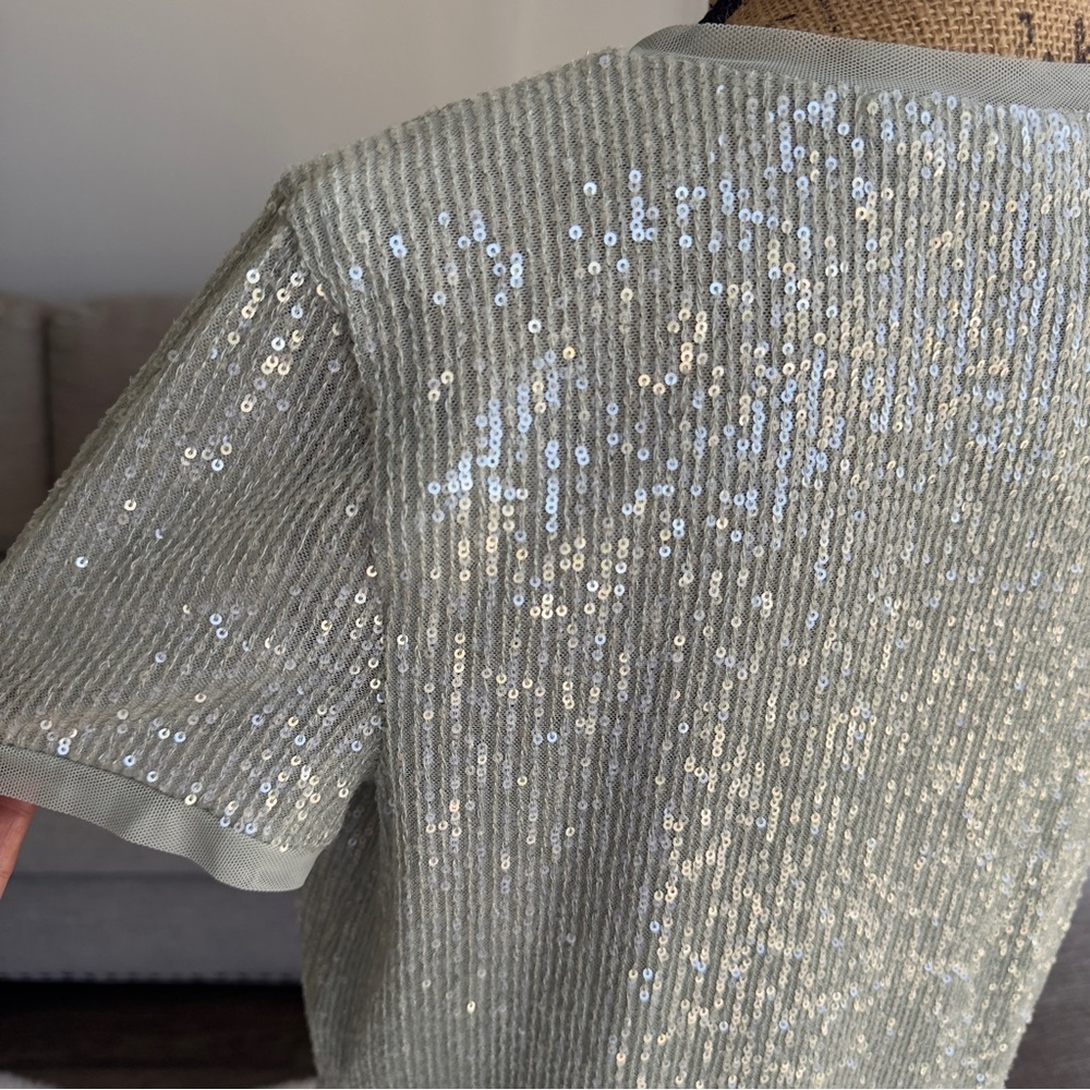 Anne Klein Shimmering Sequin Short Sleeve Top - Picture 7 of 10